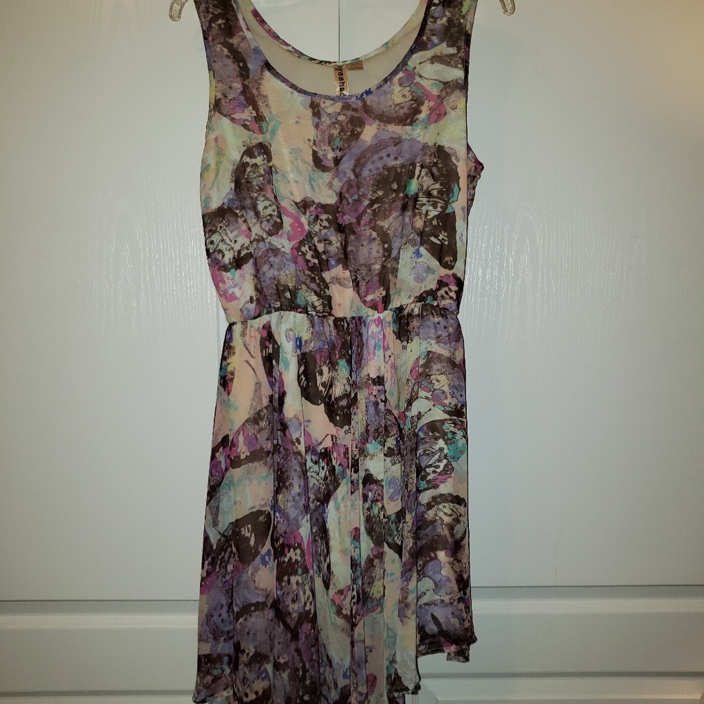 Butterfly print asymmetrical dres